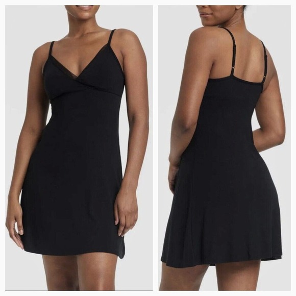 NEW Stars Above Black Chemise Nightgown Nightie Sexy Ultra Soft Padded Womens L - Picture 3 of 8